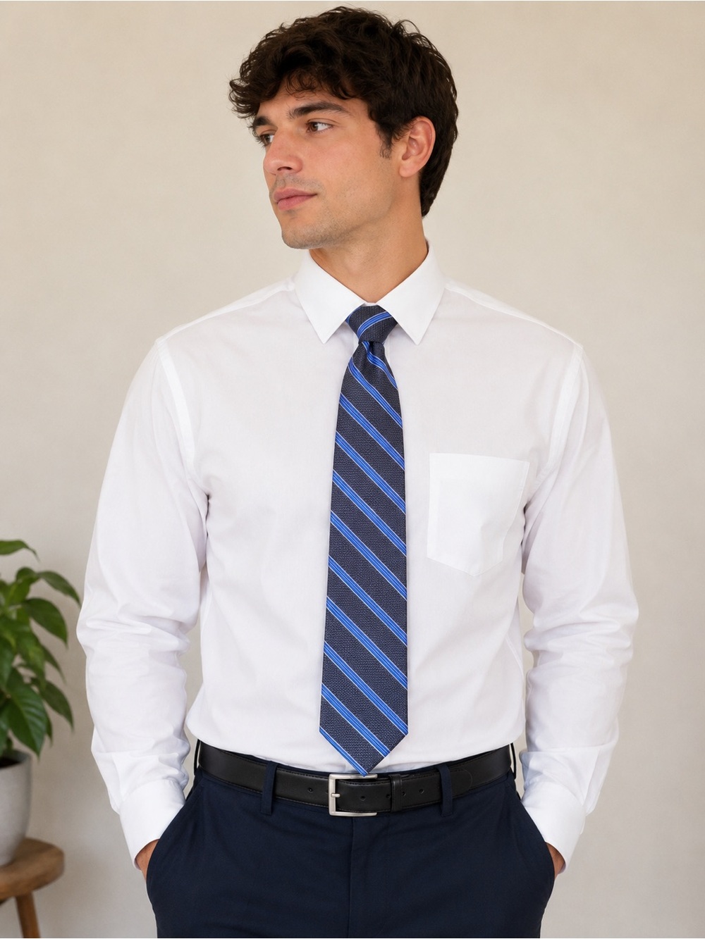 Joseph Abboud  Tie with Blue Diagonal Stripe